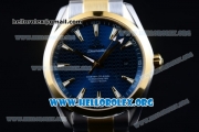 Omega Seamaster Aqua Terra 150M Clone Omega 8500 Automatic Two Tone Case/Bracelet with Blue Dial Yellow Gold Stick Markers (YF)