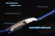 Vacheron Constantin Malte Miyota OS2035 Quartz Steel Case with Blue Leather Strap Blue Dial Stick Markers