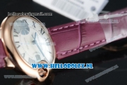 Cartier Ballon Bleu De Citizen Automatic Steel Case White Dial Roman Numeral Markers and Rose Red Genuine Leather Strap