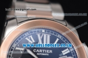 Cartier Calibre de Cartier Asia ST16 Automatic Steel Case with Black Dial Two Tone Bracelet and Roman Markers