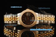 Rolex Datejust Automatic Movement ETA Coating Case with Black Dial and Gold Roman Numerals-Diamond Bezel