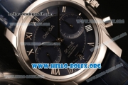 Omega De Ville Co-axial Chronograph Clone Omega 9300 Automatic Steel Case with Blue Dial and Blue Leather Strap (EF)