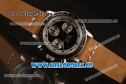 Rolex Daytona Vintage Edition Chrono Miyota OS20 Quartz Steel Case Steel Bezel with Black Dial and Brown Leather Strap