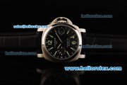 Panerai Luminor GMT Automatic Movement Black Dial with Green Markers and Black Leather Strap Panerai Luminor GMT Automatic Movement Black Dial with Green Markers and Black Leather Strap