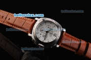 Panerai Luminor Daylight Pam 251 Chronograph Miyota Quartz Movement White Dial with Numeral Marking Bezel-Leather Strap