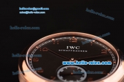 IWC Portuguese Swiss ETA 2836 Automartic Rose Gold Case with Black Dial and Numeral Markers