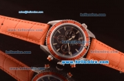 Omega Seamaster Chronograph Automatic Movement with Black Dial,Red Bezel and Orange Leather strap