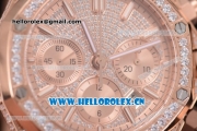 Audemars Piguet Royal Oak Chronograph Swiss Valjoux 7750 Automatic Rose Gold/Diamonds Case with Diamonds Bezel Diamonds Dial and Stick Markers (EF)