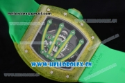 Richard Mille RM 59-01 Miyota 9015 Automatic Carbon Nanotubes Case with Skeleton Dial and Green Rubber Strap