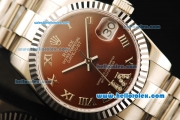 Rolex Datejust Automatic Movement Full Steel with ETA Coating Case and Brown Dial