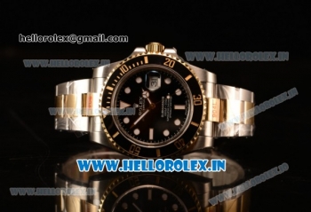 Rolex Submariner Swiss ETA 2836 Automatic Two Tone Case/Bracelet with Black Dial Stick (BP)