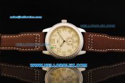 IWC Pilot's Watch Asia Manual Winding Movement Steel Case with Beige Dial and Brown Leather Strap IWC Pilot's Watch Asia Manual Winding Movement Steel Case with Beige Dial and Brown Leather Strap