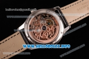 Patek Philippe Complicated Skeleton Asia Automatic Steel Case with Skeleton Dial and Black Leather Strap (GF)