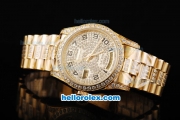 Rolex Day-Date Automatic Full Gold with Diamond Bezel and Diamond Dial