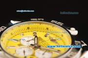 Breitling Chronomat B01 Chronograph Quartz Movement Full Steel with Yellow Dial and Stick Markers