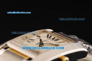 Cartier Tank Swiss ETA 2671 Automatic Movement Steel Case with White Dial and Two Tone Strap