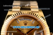 Rolex Day-Date Swiss ETA 2836 Automatic Yellow Gold Case/Bracelet with Stick Markers and Yellow Gold Dial (BP)