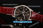 IWC Pilot's Chrono Swiss Valjoux 7750 Automatic Steel Case with Black Dial White Markers and Brown Leahter Strap - 1:1 Original
