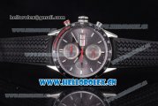 Tag Heuer Carrera Calibre 16 Day Date Swiss Valjoux 7750 Automatic Steel Case with Grey Dial Black Rubber Strap and Stick Markers (V6F)