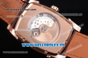 Parmigiani Kalpa Grande Clone Parmigiani PF331.01 Automatic Rose Gold Case with Black Dial Stick/Arabic Numeral Markers and Brown Leather Strap