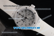 Hublot Big Bang Caviar Chronograph Miyota OS20 Quartz Ceramic Case with White Dial and White Rubber Strap Stick Markers