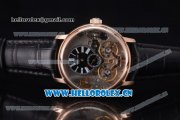 Audemars Piguet Jules Audemars Skeleton Tourbillon Asia ST25 Automatic Rose Gold Case Black Dial Roman Numeral Markers and Black Leather Strap