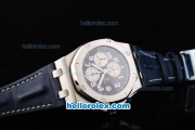 Audemars Piguet Royal Oak Offshore Blue Themes Chronograph Swiss Valjoux 7750 Movement Blue Dial with White Subdials and Numeral Marker-Blue Leather Strap
