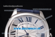 Cartier Drive de Cartier Asia ST16 Automatic Steel Case with Silver Dial Roman Numeral Markers and Blue Leather Strap