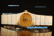 Omega Constellation Swiss Quartz Steel Case with Diamond Bezel and Rose Gold Dial-Stick Markers
