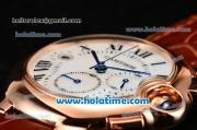 Cartier Ballon Bleu De Medium Chrono Miyota Quartz Rose Gold Case with White Dial and Black Roman Numeral Markers