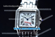 Cartier Santos 100 Japanese Miyota Quartz Steel Case with White Dial Roman Numberal Markers and Steel Bracelet