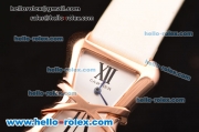 Cartier Tank Enlacée Swiss Quarz Rose Gold Case with Silver Dial and Beige Leather Strap