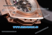 Hublot Masterpiece MP 08 Antikythera Sunmoon Asia 2813 Automatic Rose Gold Case Skeleton Dial Grey Leather Strap and Stick Markers