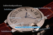 Cartier Ballon Bleu de Cartier Swiss ETA 2892 Automatic Steel Case with Brown Leather Strap Diamond Dial and Roman Numeral Markers