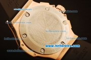 Hublot Big Bang Chronograph Miyota Quartz Two Tone Case with PVD Bezel and White Dial-Black Rubber Strap