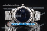 Rolex Day-Date Clone Rolex 3255 Automatic Stainless Steel Case/Bracelet with Dark Blue Dial and Roman Numeral Markers
