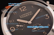 Panerai Power Reserve Asia ST25 Automatic Steel Case with Brown Leather Strap Black Dial