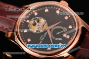 Patek Philippe Calatrava Tourbillon Swiss ETA 2824 Automatic Rose Gold Case with Diamonds Markers and Black Dial