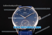 IWC Portuguese Asia 6497 Manual Winding Steel Case with Blue Dial and Arbaic Numeral Markers