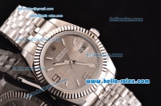 Rolex Datejust Swiss ETA 2836 Automatic Steel Case with Stick Markers Gray Dial and Stainless Steel Strap