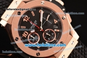 Hublot Big Bang Chrono Clone HUB4100 Automatic Rose Gold Case with Black Rubber Strap and Black Dial - 1:1 Original