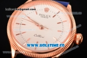 Rolex Cellini Time Asia 2813 Automatic Rose Gold Case with Beige Dial Blue Leather Strap and Stick Markers