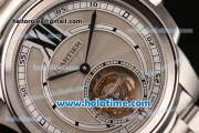 Cartier Calibre De Swiss Tourbillon Manual Winding Steel Case/Strap with Grey Dial and Black Markers