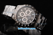 Rolex Daytona Swiss Valjoux 7750 Automatic Movement Full PVD with Black Dial and White Stick Markers