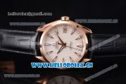 Omega Seamaster Aqua Terra 150 M Co-Axial Clone 8500 Automatic Rose Gold Case with White Dial Stick Markers and Black Leather Strap (EF)