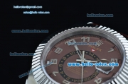 Rolex Sky-Dweller Asia 2813 Automatic Stainless Steel Case with Brown Leather Strap and Brown Dial