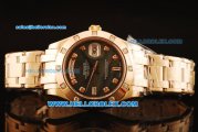 Rolex Day-Date Automatic Rose Gold Case with Diamond and Black MOP Dial-Rose Gold Strap