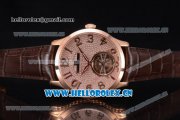 Jaeger-LECoultre Master Grande Tourbillon Swiss Tourbillon Automatic Rose Gold Case with Diamonds Dial and Brown Leather Strap (FT)