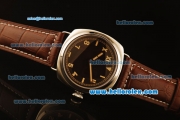 Panerai Radiomir Swiss ETA 6497 Manual Winding Steel Case with Black Dial and Brown Leather Strap