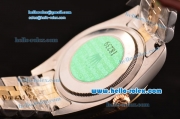Rolex Day-Date Swiss ETA 2836 Automatic Two Tone Case with Gold Bezel Diamond Bezel and Silver Dial